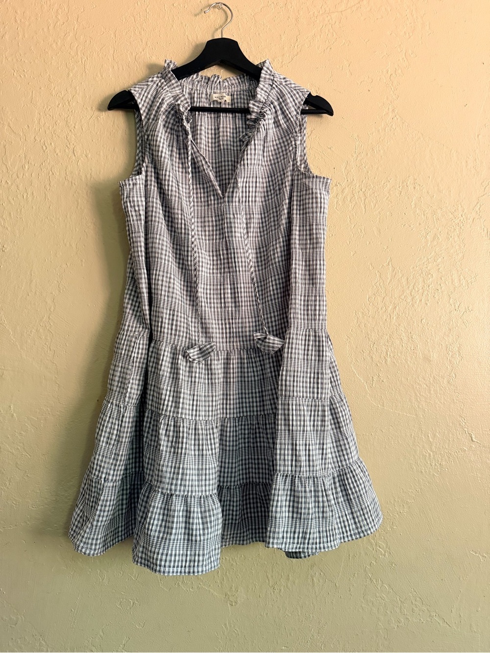 max studio black and white dress & Gingham Tiered Mini I'm the Panther dressed STRAIGHT CUT Sleeveless dress Chic Wrap Maxi With Size:4-5 Years (120cm)